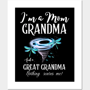 I’m A Mom Grandma And A Great Grandma Nothing Scares Me Cute Dragonflies Posters and Art